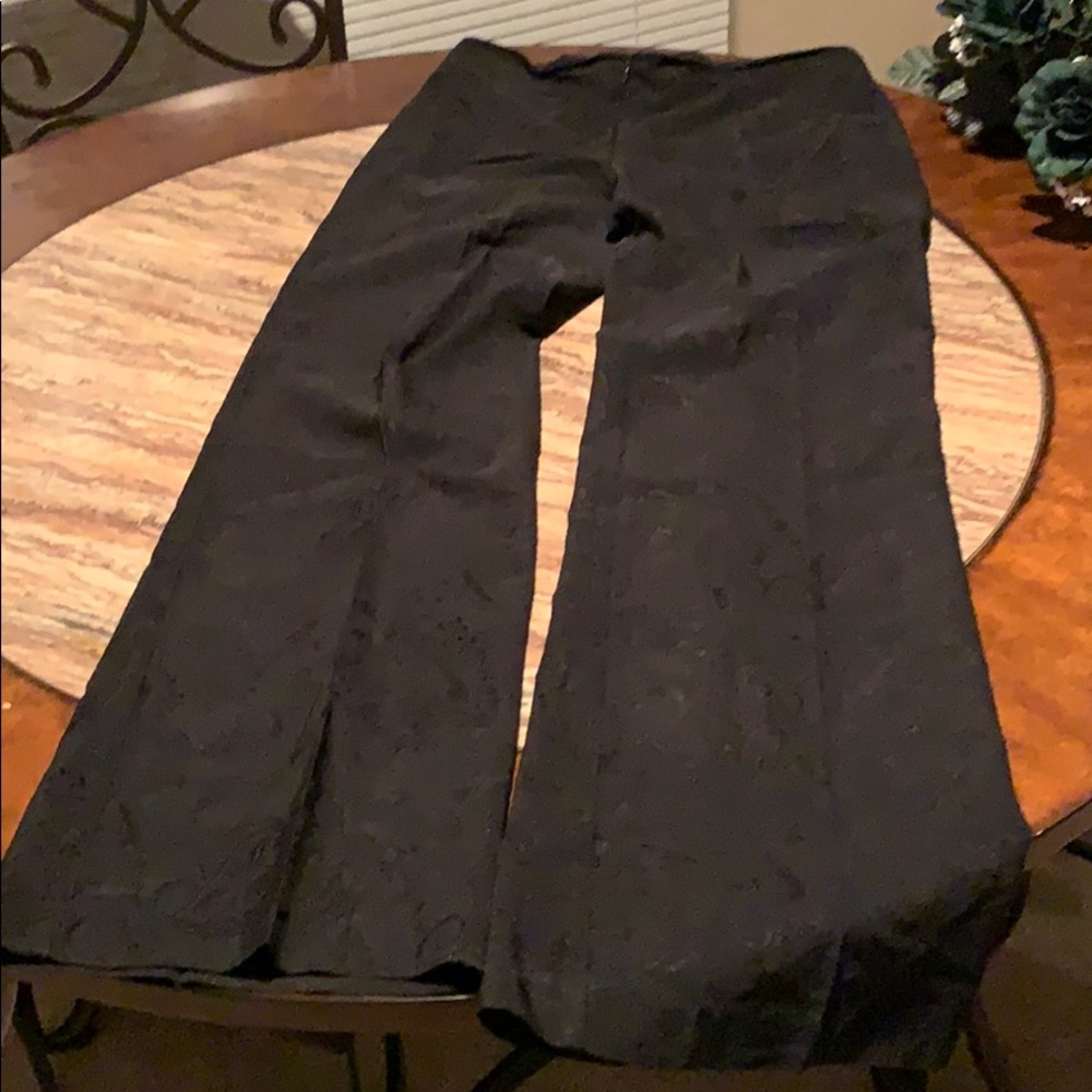Cache’ black on black paisley print pant